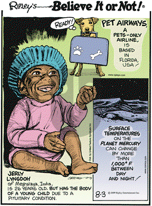 Ripley's Believe It or Not on Monday August 3, 2009 Comic Strip