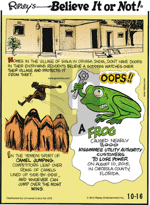 Ripley's Believe It or Not on Friday October 16, 2015 Comic Strip