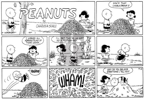 Peanuts on Sunday September 16, 1956 Comic Strip