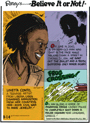 Ripley's Believe It or Not on Tuesday September 14, 2010 Comic Strip