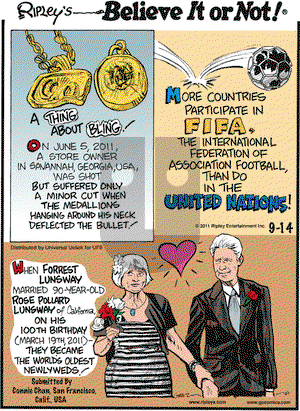 Ripley's Believe It or Not on Wednesday September 14, 2011 Comic Strip