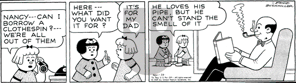 Nancy on Wednesday November 26, 1969 Comic Strip