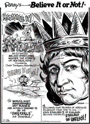Ripley's Believe It or Not on Saturday November 26, 2005 Comic Strip