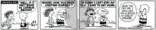 Peanuts - Tuesday February 1, 1955 Comic Strip