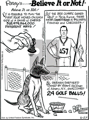 Ripley's Believe It or Not on Saturday June 27, 1998 Comic Strip