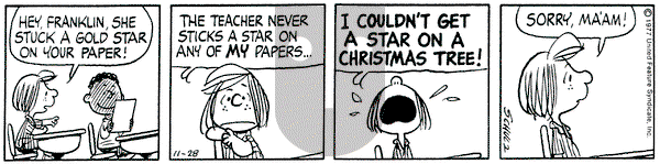 Peanuts on Monday November 28, 1977 Comic Strip