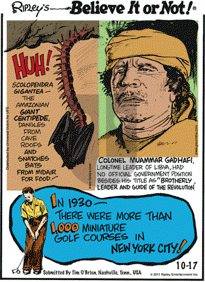 Ripley's Believe It or Not - Monday October 17, 2011 Comic Strip