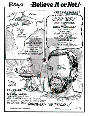 Ripley's Believe It or Not on Thursday June 14, 2007 Comic Strip