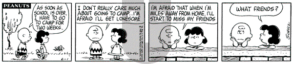 Peanuts on Tuesday June 1, 1965 Comic Strip