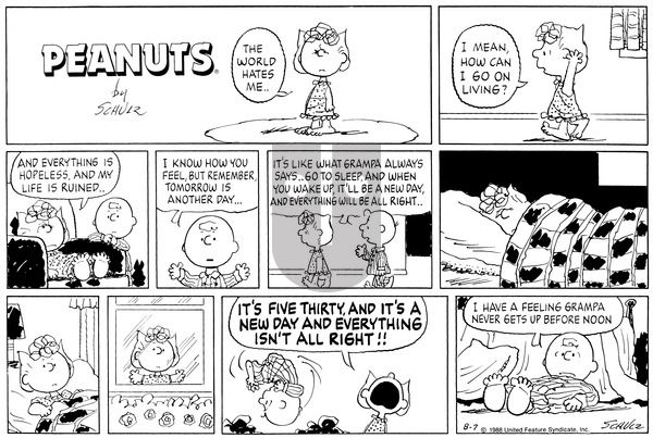 Peanuts on Sunday August 7, 1988 Comic Strip