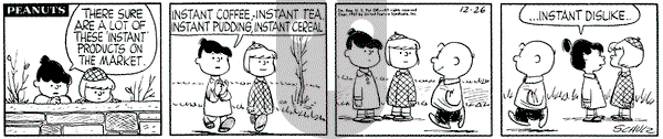 Peanuts on Thursday December 26, 1957 Comic Strip