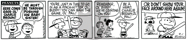 Peanuts on Tuesday September 1, 1959 Comic Strip