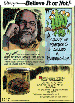 Ripley's Believe It or Not on Saturday October 17, 2015 Comic Strip