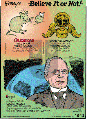 Ripley's Believe It or Not on Thursday October 18, 2018 Comic Strip