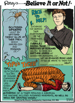 Ripley's Believe It or Not - Friday November 11, 2011 Comic Strip