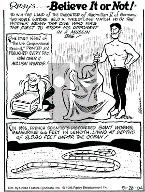 Ripley's Believe It or Not on Friday May 28, 2004 Comic Strip