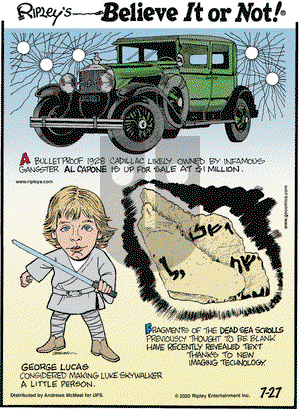 Ripley's Believe It or Not on Monday July 27, 2020 Comic Strip