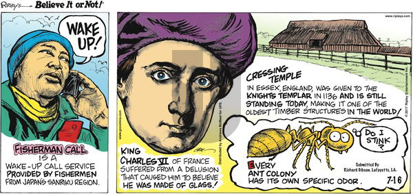 Ripley's Believe It or Not on Sunday July 16, 2017 Comic Strip
