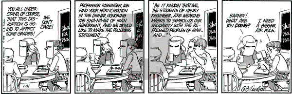 Doonesbury on Tuesday January 31, 1978 Comic Strip