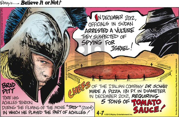Ripley's Believe It or Not on Sunday April 7, 2013 Comic Strip