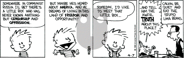 Calvin and Hobbes on Monday April 7, 1986 Comic Strip