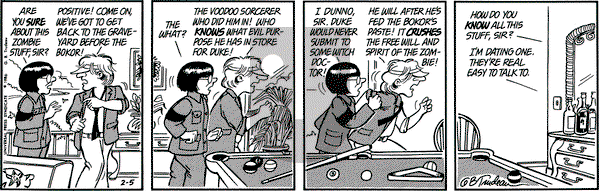 Doonesbury on Wednesday February 5, 1986 Comic Strip