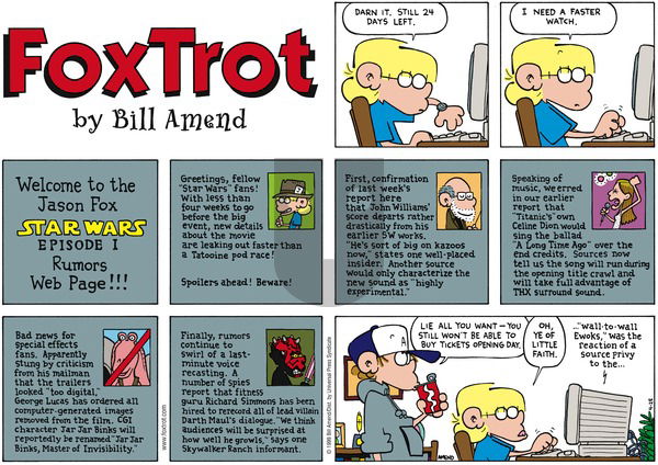 FoxTrot on Sunday July 11, 1999 Comic Strip