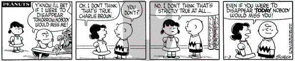 Peanuts on Thursday January 3, 1957 Comic Strip