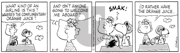 Peanuts on Wednesday June 10, 1992 Comic Strip