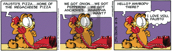 Garfield on Monday September 13, 1999 Comic Strip
