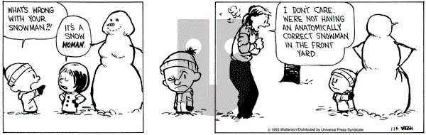 Calvin and Hobbes on Thursday January 14, 1993 Comic Strip