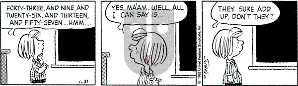 Peanuts - Friday January 31, 1992 Comic Strip