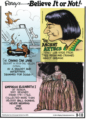Ripley's Believe It or Not on Wednesday September 10, 2014 Comic Strip