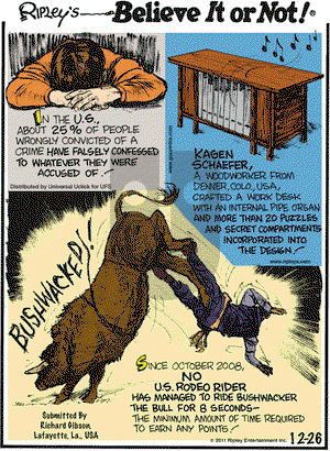 Ripley's Believe It or Not on Monday December 26, 2011 Comic Strip