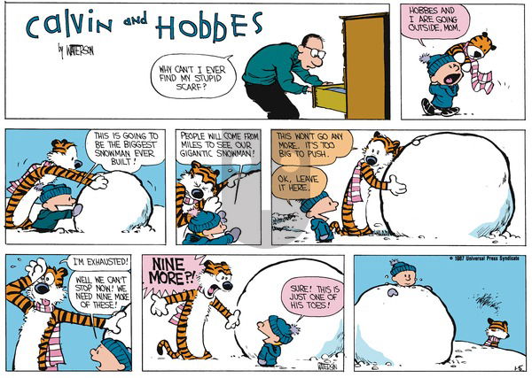 Calvin and Hobbes on Sunday February 8, 1987 Comic Strip