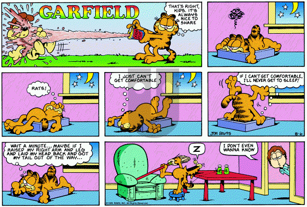 Garfield on Sunday August 6, 1989 Comic Strip