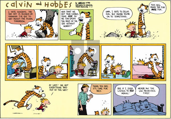 Calvin and Hobbes on Sunday September 20, 2015 Comic Strip