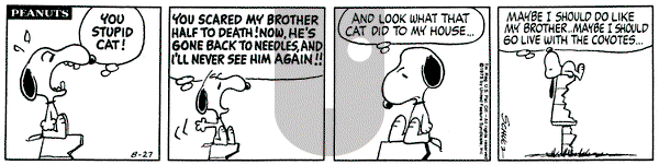 Peanuts on Wednesday August 27, 1975 Comic Strip
