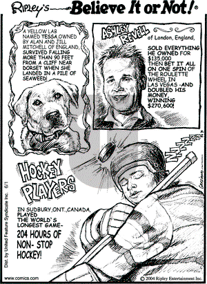 Ripley's Believe It or Not on Tuesday June 1, 2004 Comic Strip