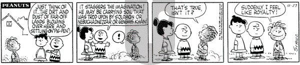 Peanuts on Friday November 27, 1959 Comic Strip