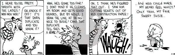 Calvin and Hobbes - Thursday March 28, 1991 Comic Strip