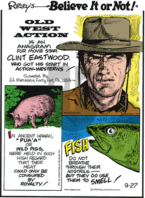 Ripley's Believe It or Not on Saturday September 27, 2008 Comic Strip