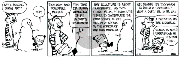 Calvin and Hobbes on Wednesday February 21, 1990 Comic Strip