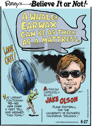 Ripley's Believe It or Not - Monday June 27, 2016 Comic Strip