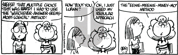 Luann on Tuesday November 5, 1985 Comic Strip