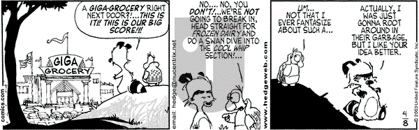 Over the Hedge on Tuesday April 8, 2003 Comic Strip