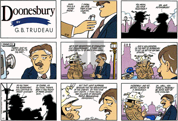 Doonesbury on Sunday January 7, 1990 Comic Strip
