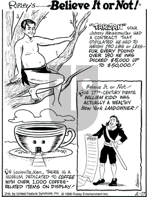 Ripley's Believe It or Not on Saturday February 17, 1996 Comic Strip