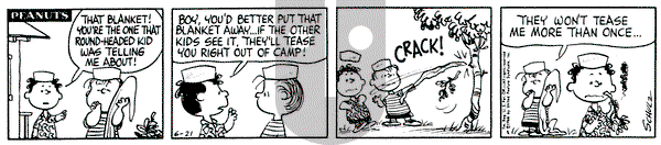 Peanuts on Tuesday June 21, 1966 Comic Strip