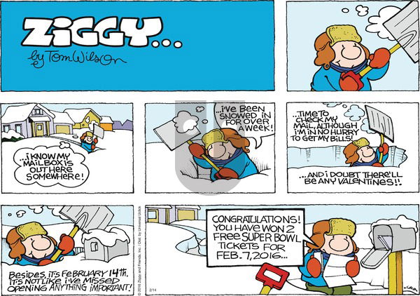 Ziggy on Sunday February 14, 2016 Comic Strip